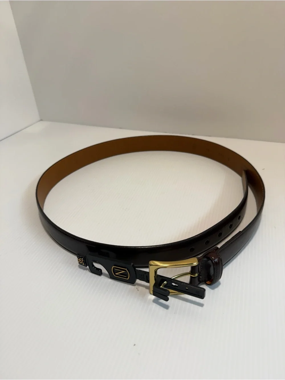 VTG Trafalgar Cortina Leather Dress Belt Gold Hardware 36